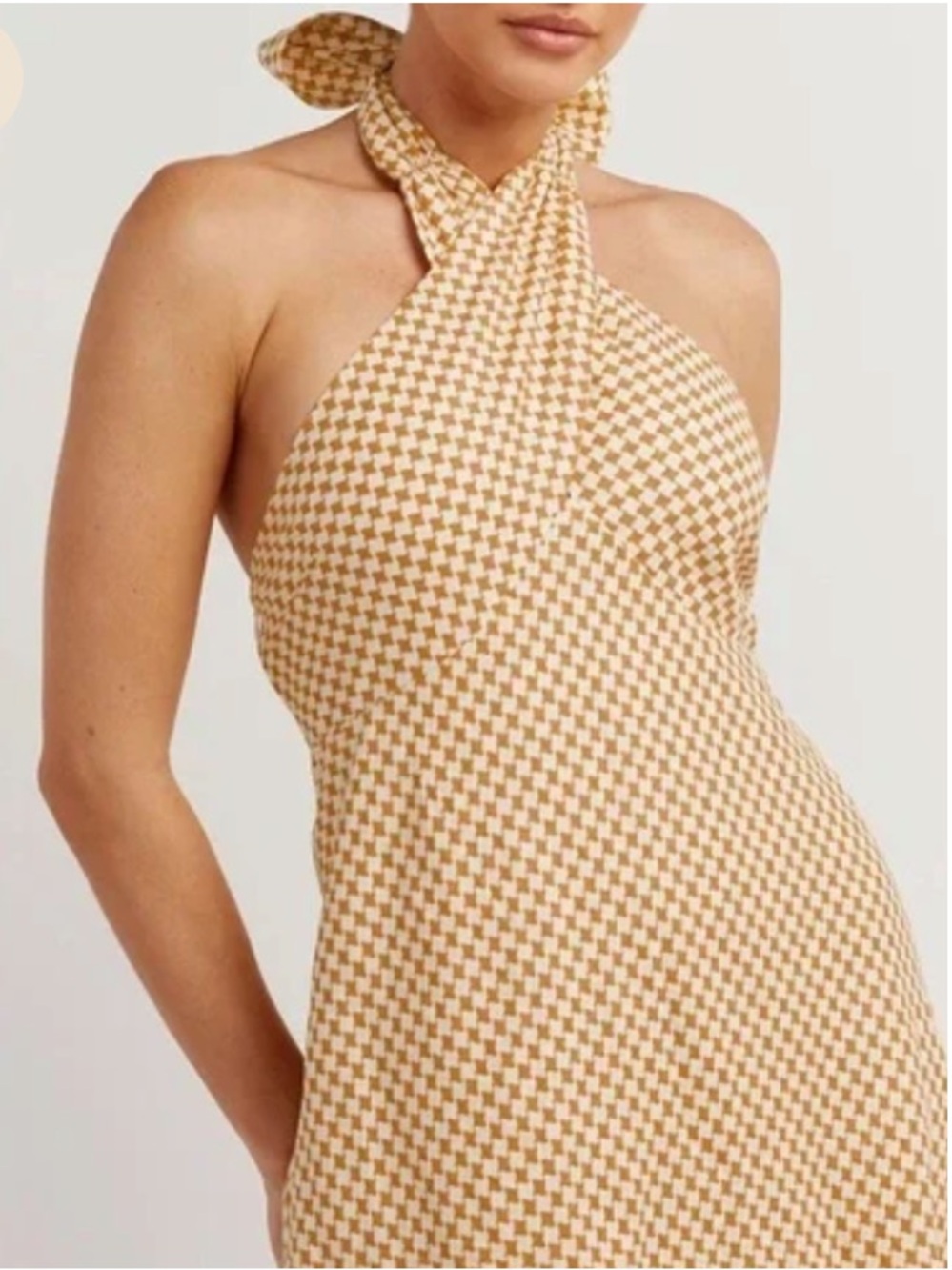 DISSH Gaia Mango Geo Cross Halter Dress Orange 10 - Picture 3 of 8